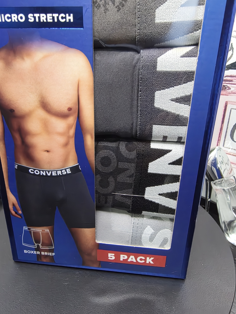 Converse Men’s Black & Gray Boxer Briefs 5-Pack - Picture 2 of 5